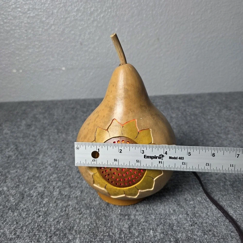 Meadowbrooke Gourds Handcrafted Lighted Gourd Sunflower‎ Folk Art Lamp